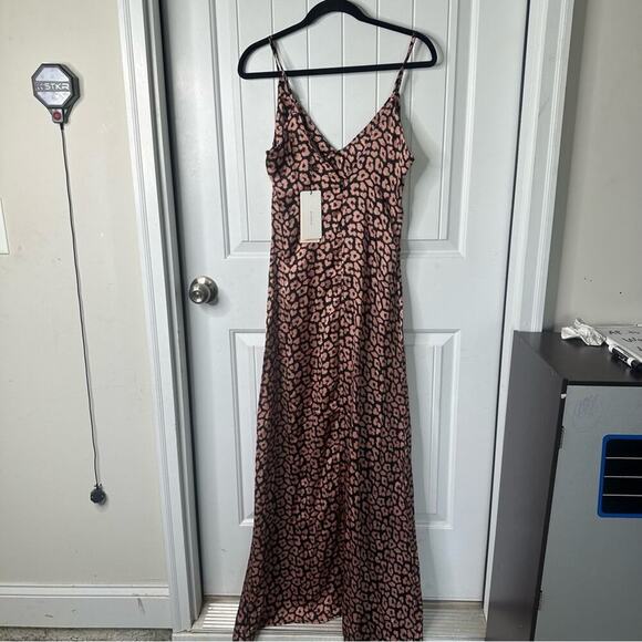 Club L London Asos leopard pink low back cami sleeveless maxi dress size 12 - Picture 4 of 8